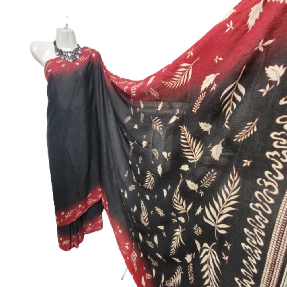 Black and Red Saree PRE-PLEATED Pre Stitched Adjustable Waist Ready to Wear NEW!